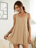 Scoop Neck Wide Strap Top Shorts Set (13)