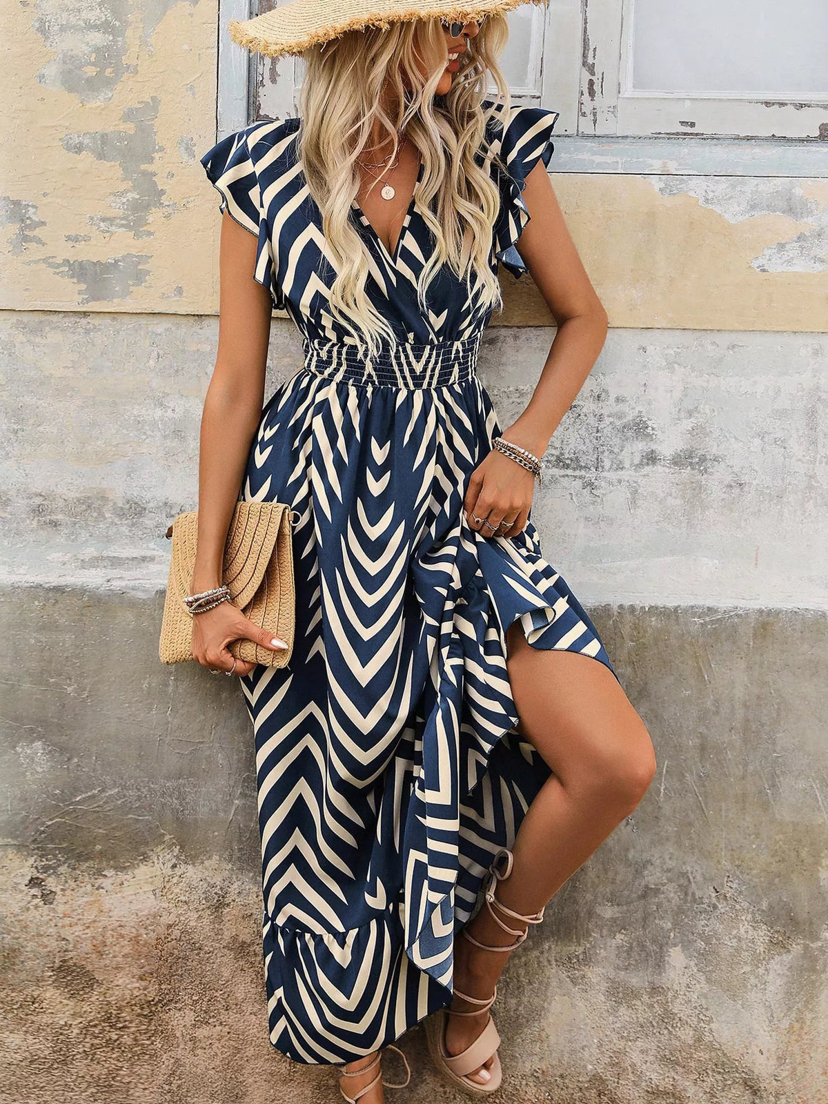 Ruffled Cap Sleeve Midi Dress (10)