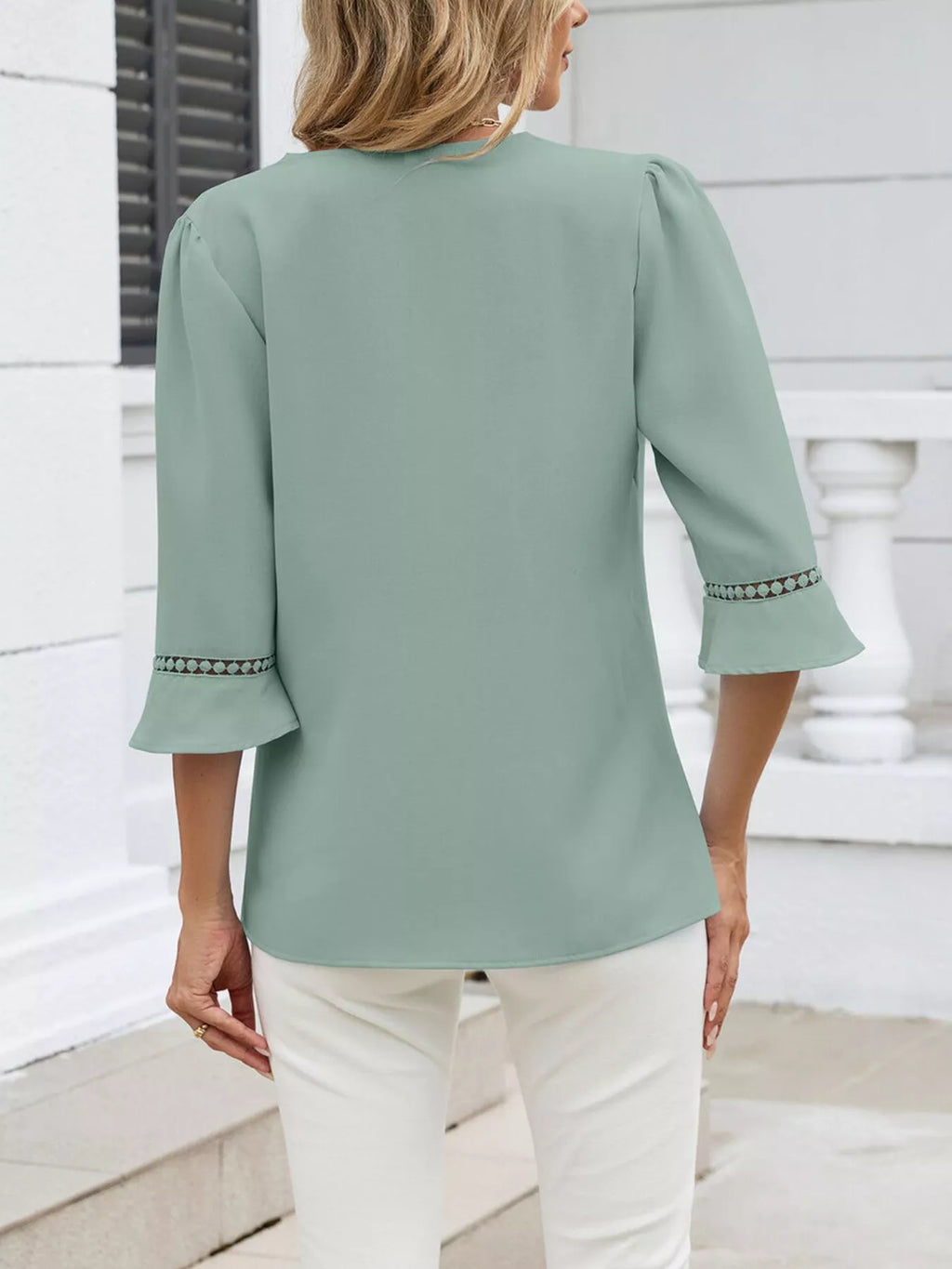 V-neck 3/4 Sleeve Blouse (27)