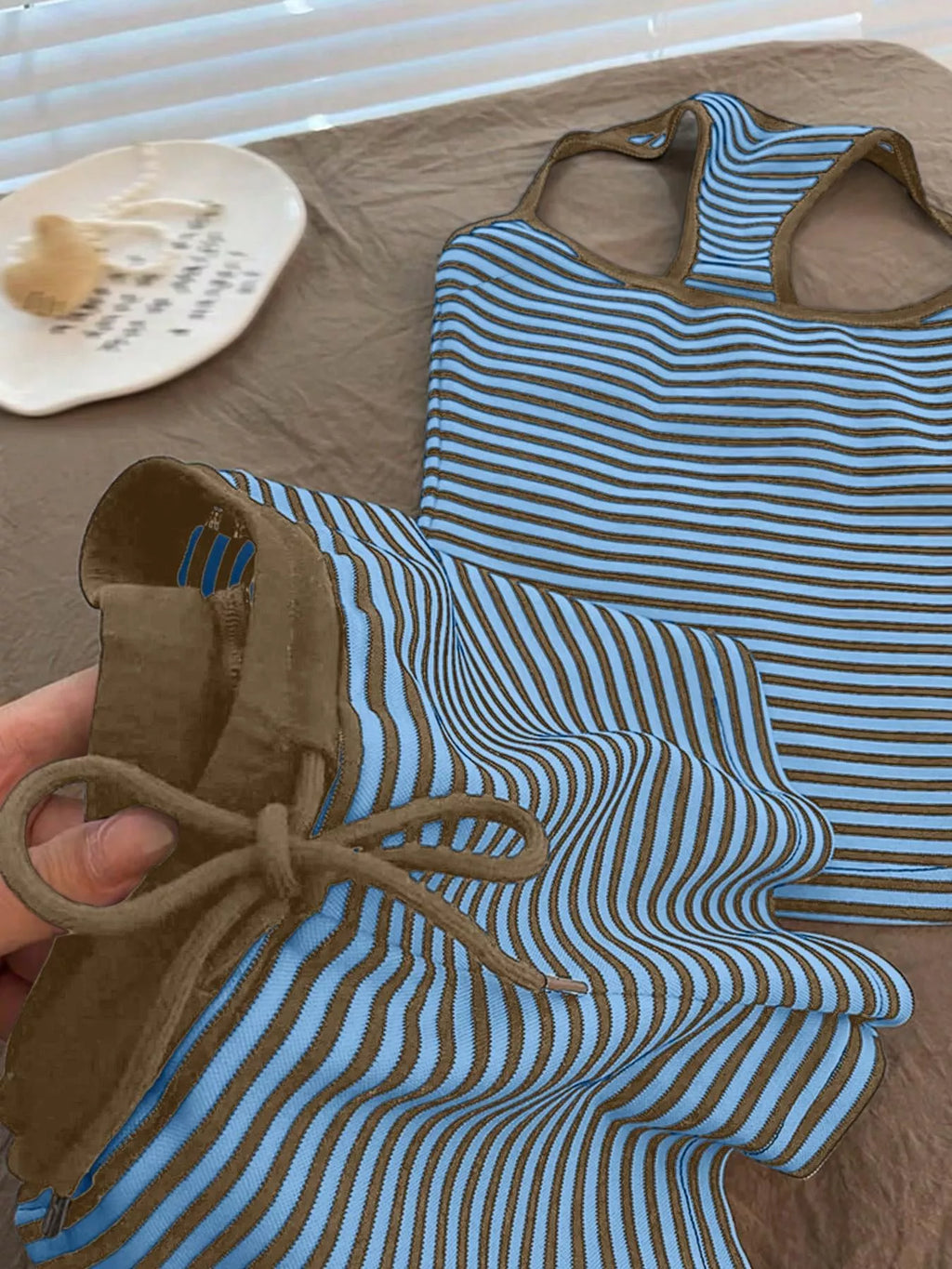 Striped Tank Top Shorts Set (11)