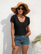 Spliced Lace Cold-shoulder Blouse (10)