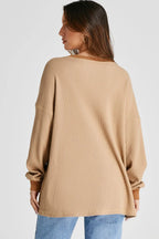 Waffle-knit Long Sleeve Sweatshirt (5)