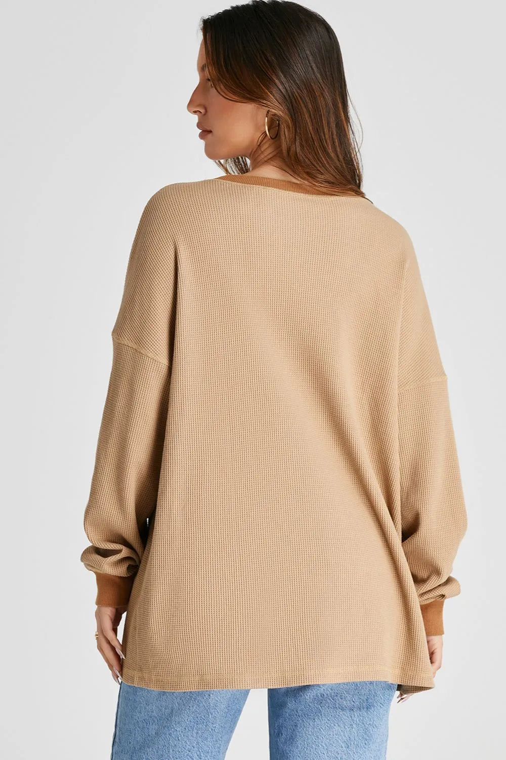 Waffle-knit Long Sleeve Sweatshirt (5)
