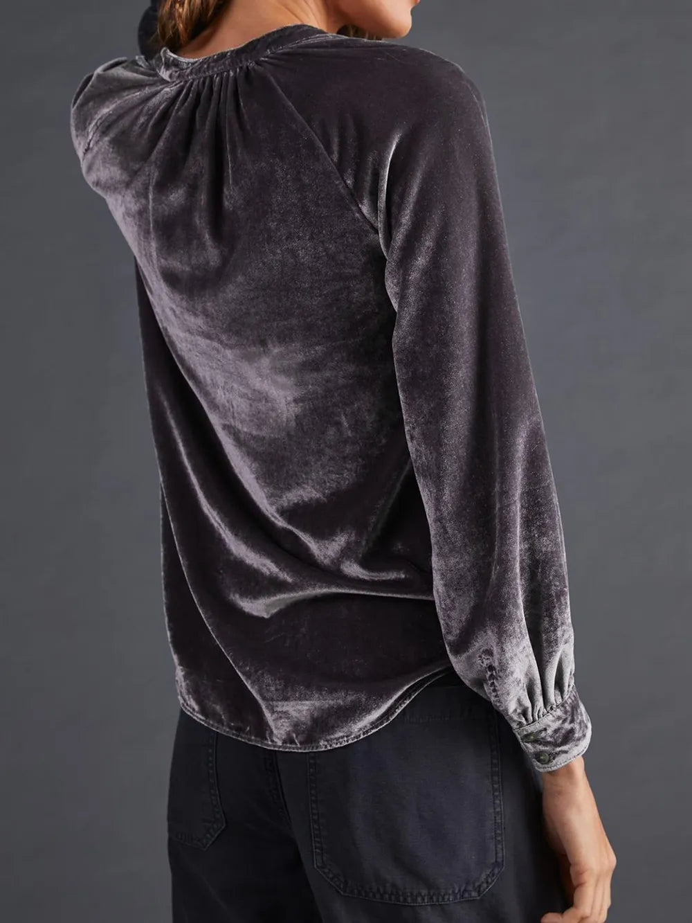 Notched Button Down Long Sleeve Shirt (2)