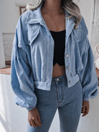 Lantern Sleeve Cropped Corduroy Jacket (2)