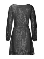 Sequin Tie Waist Long Sleeve Mini Dress (13)