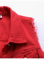 Full Size Button Down Raw Hem Sleeveless Denim Jacket Plus (12)