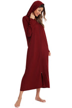 Zip Front Hooded Night Dress Pockets (15)
