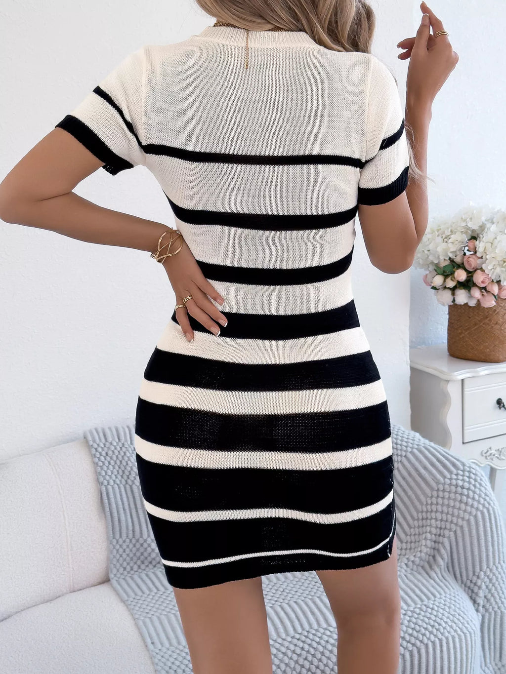 Striped Bodycon Knit Mini Dress (11)