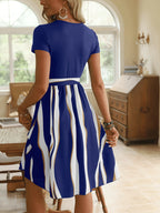 Striped Short Sleeve Tie Waist Dress (27)