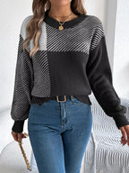 Block Striped Round Neck Sweater (15)