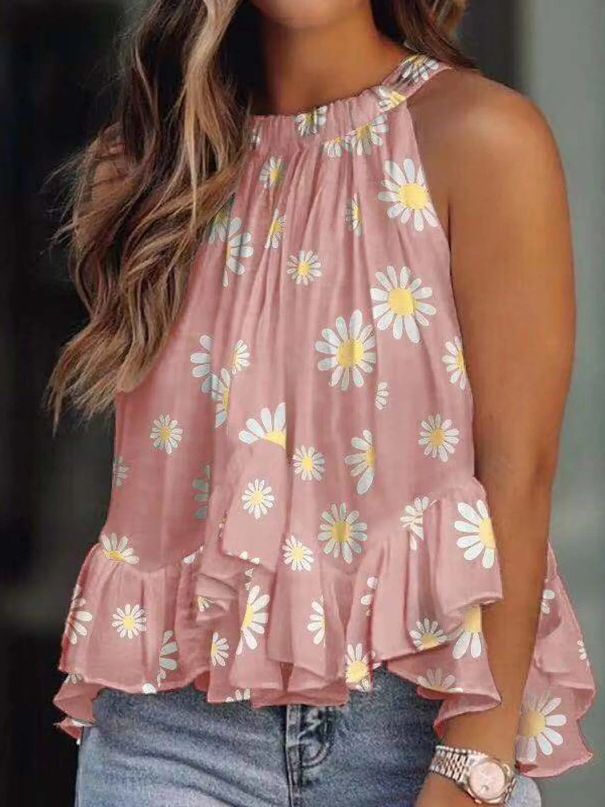 Ruffled Printed Halter Neck Cami Top (20)