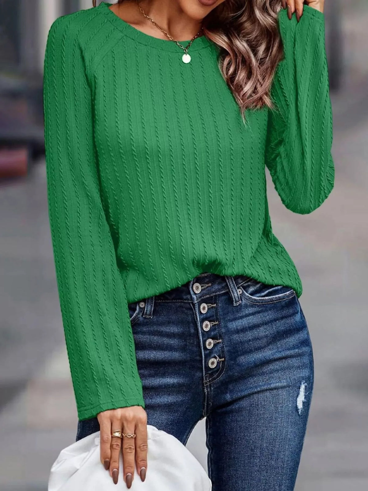 Textured Knit Long Sleeve T-shirt (24)