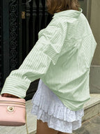 Oversized Striped Button-down Shirt (22)