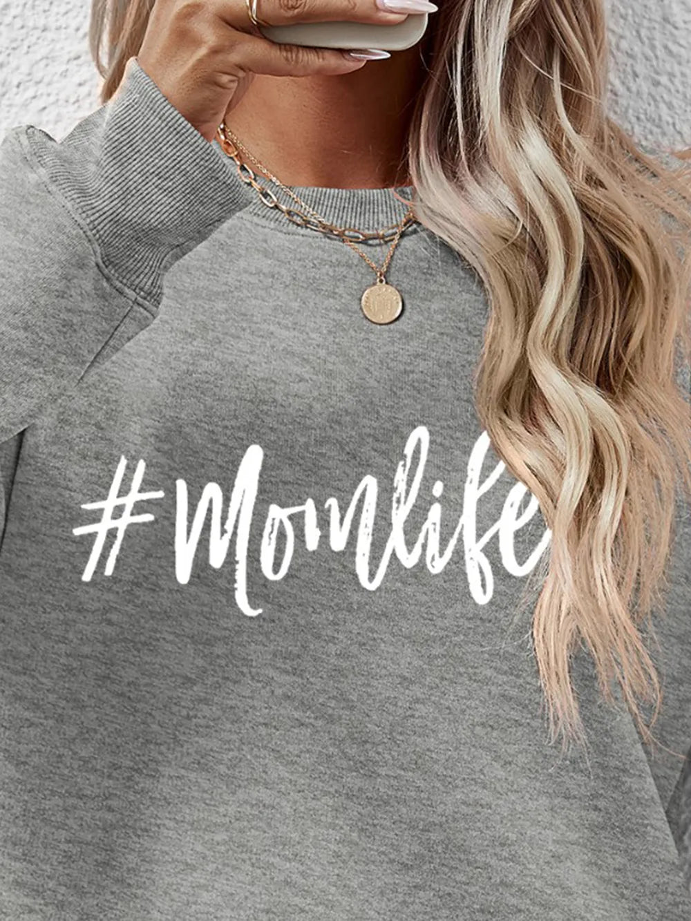 Letter Graphic Round Neck Sweatshirt (17)