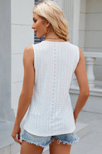Eyelet V-neck Wide Strap Tank (2)