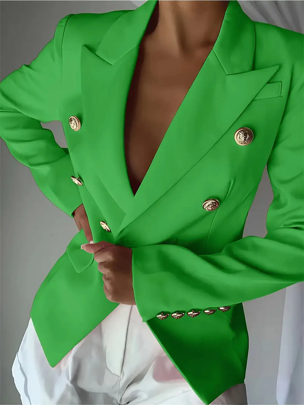 Decor Button Lapel Collar Blazer (23)