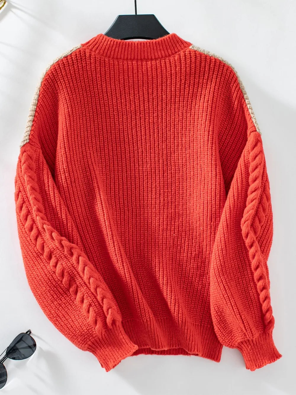 Contrast Round Neck Long Sleeve Sweater (13)