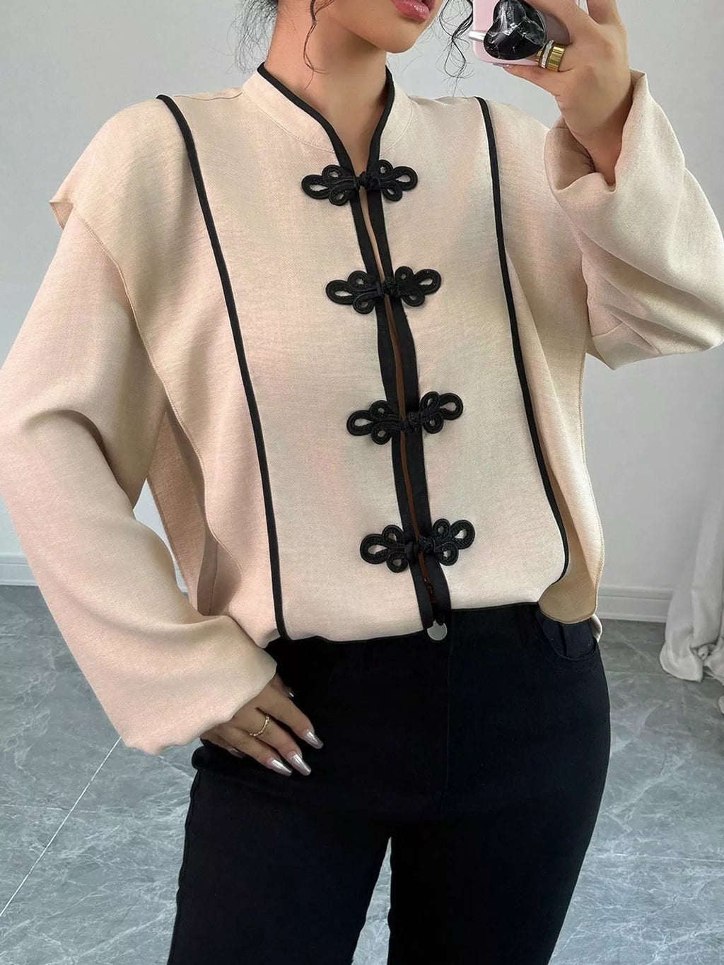 Chinese-style Mandarin Collar Blouse