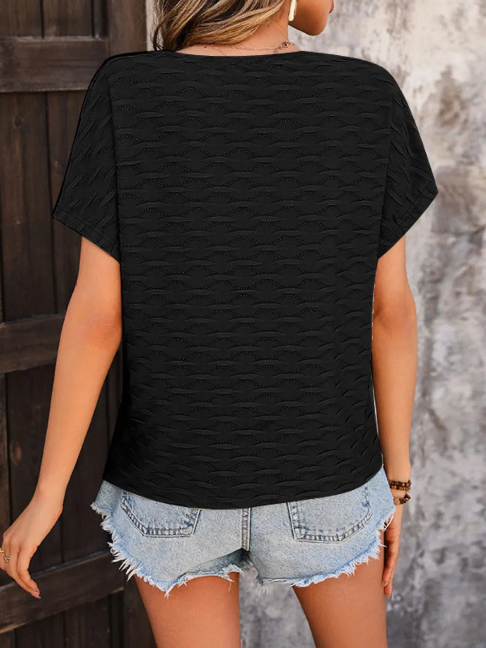 Round Neck Short Sleeve Blouse (11)