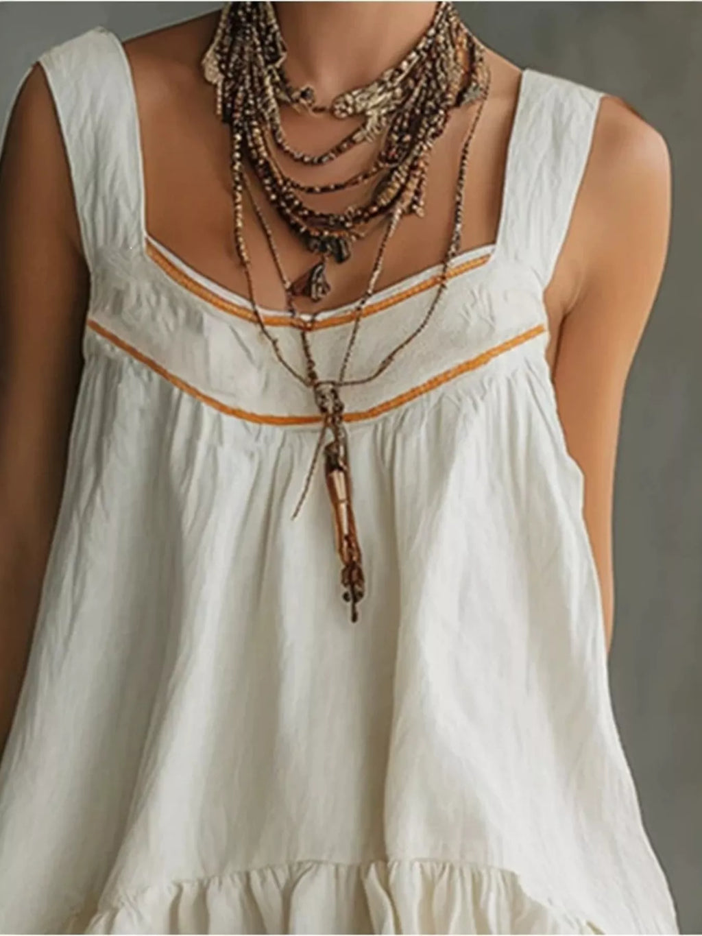 Full Size Sleeveless Tiered Mini Dress Plus (10)