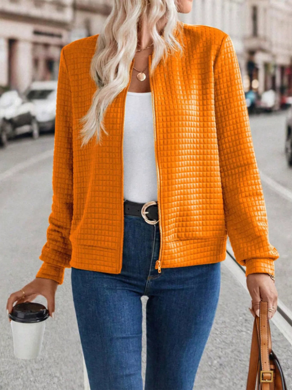 Textured Zip-up Long Sleeve Jacket (7)