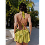 Floral Sequin Off-shoulder Halter Short Dress photo 2