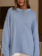 Crew Neck Dropped Shoulder Sweater (5)