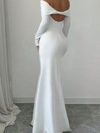Off-shoulder Long Sleeve Bodycon Maxi Dress (6)