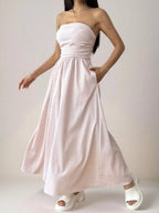Striped Strapless Casual Maxi Dress (12)
