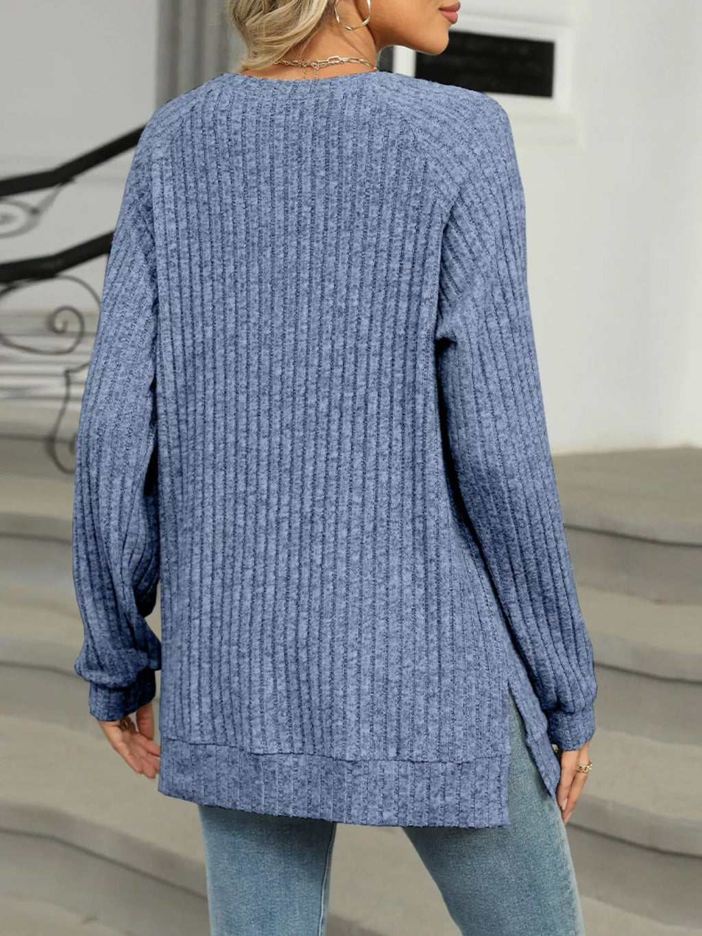 Round Neck Knit Button Top (14)