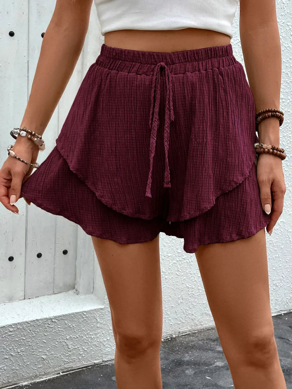 Tied Layered High Waist Shorts (11)