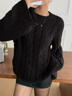 Cable Knit Round Neck Sweater (8)