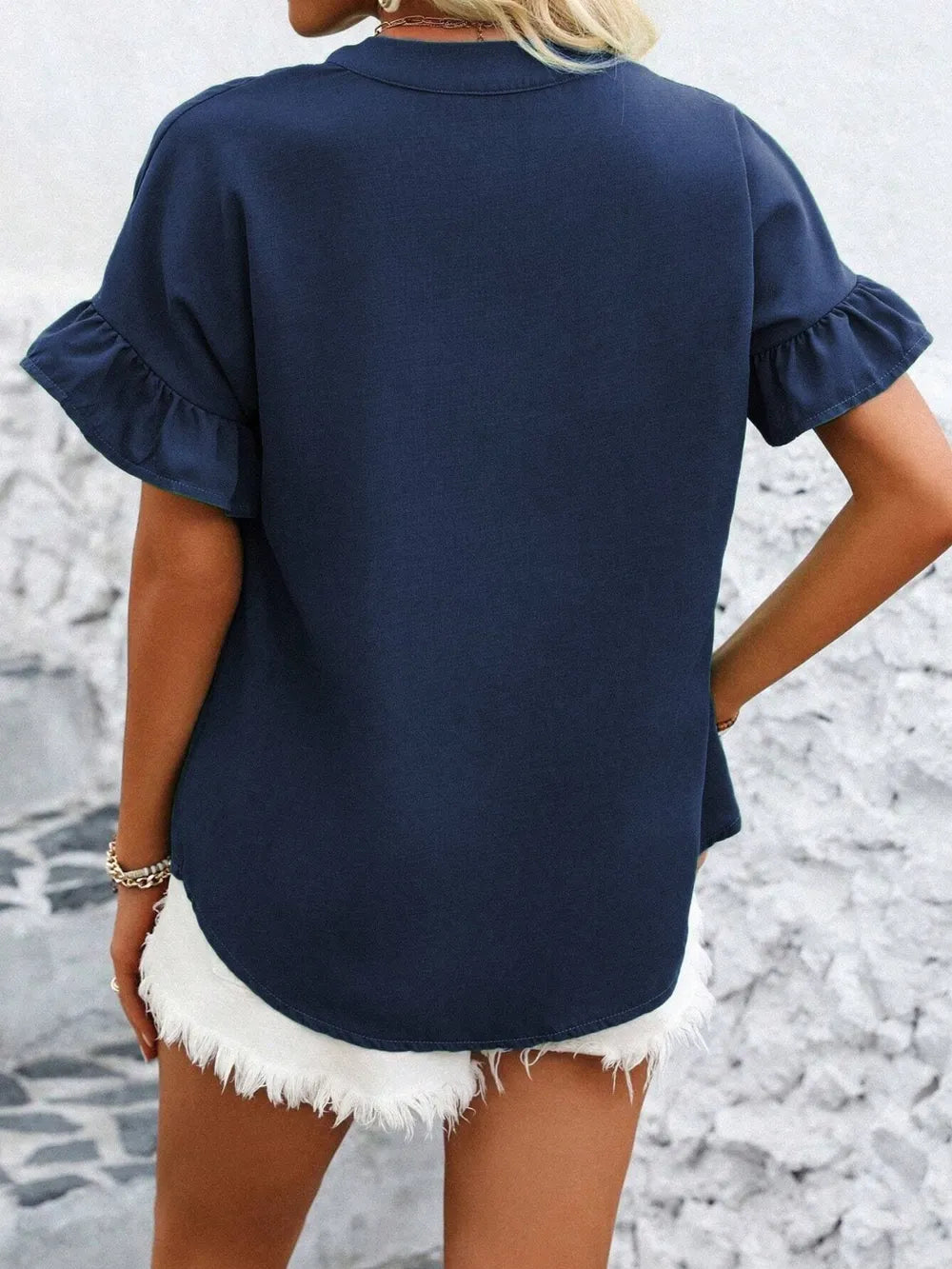 Button Down Ruffled Short Sleeve Shirt (27)