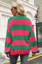 Striped Balloon Sleeve Knit Pullover (2)