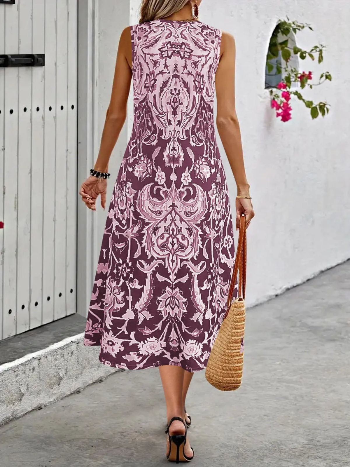 Printed Sleeveless Midi Dress (8)