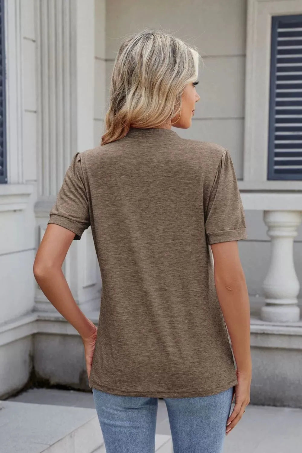 Notched Short Sleeve Top (5)