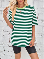 Contrast Striped Round Neck T-shirt (9)