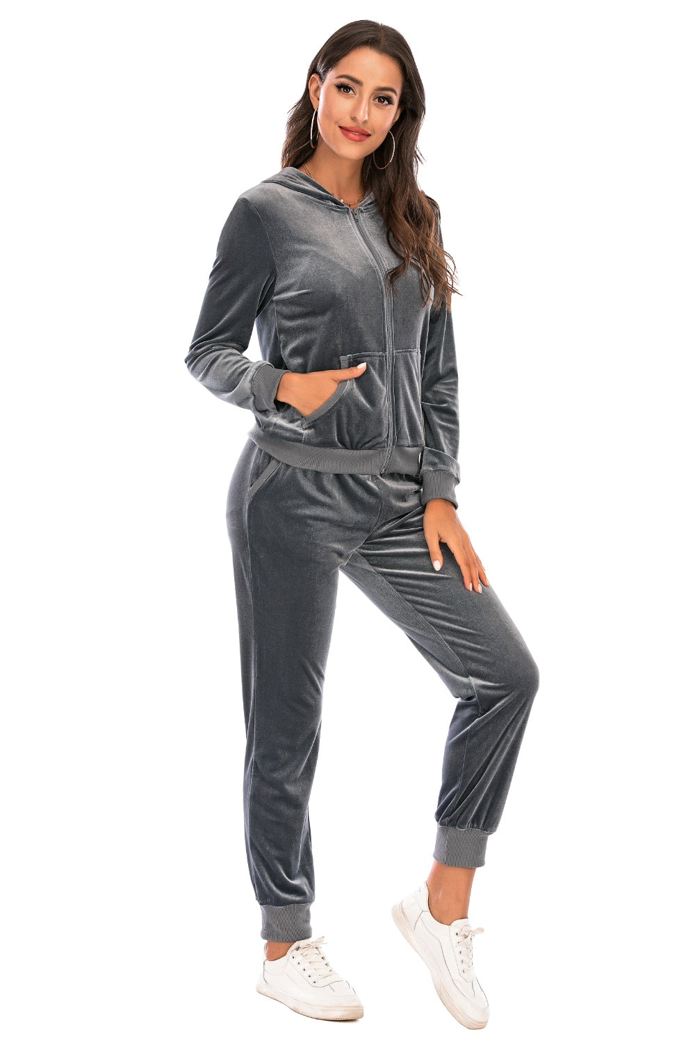 Zip-up Hooded Jacket Pants Set (6)