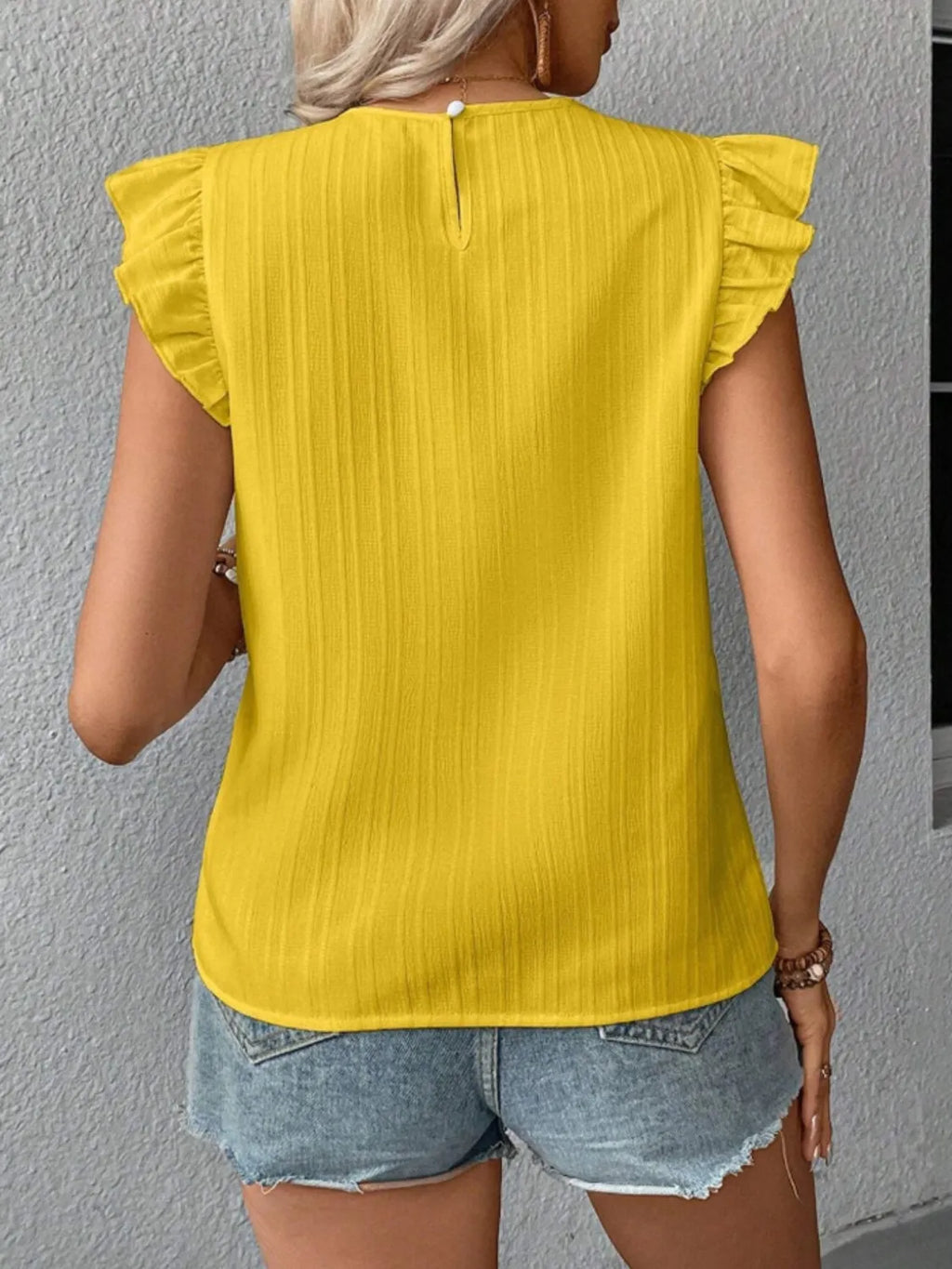 Ruffled Round Neck Cap Sleeve Blouse (6)