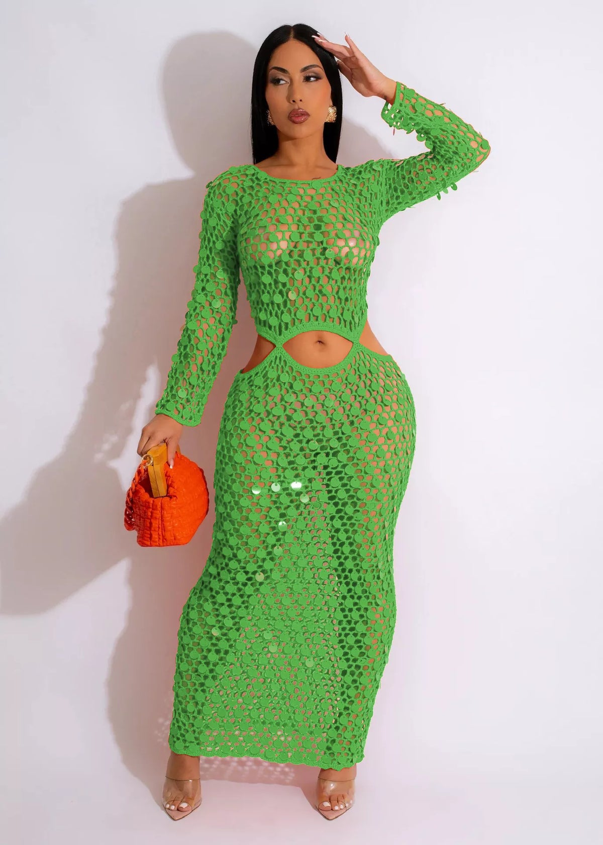 Sequin Mesh Cutout Maxi Dress (7)