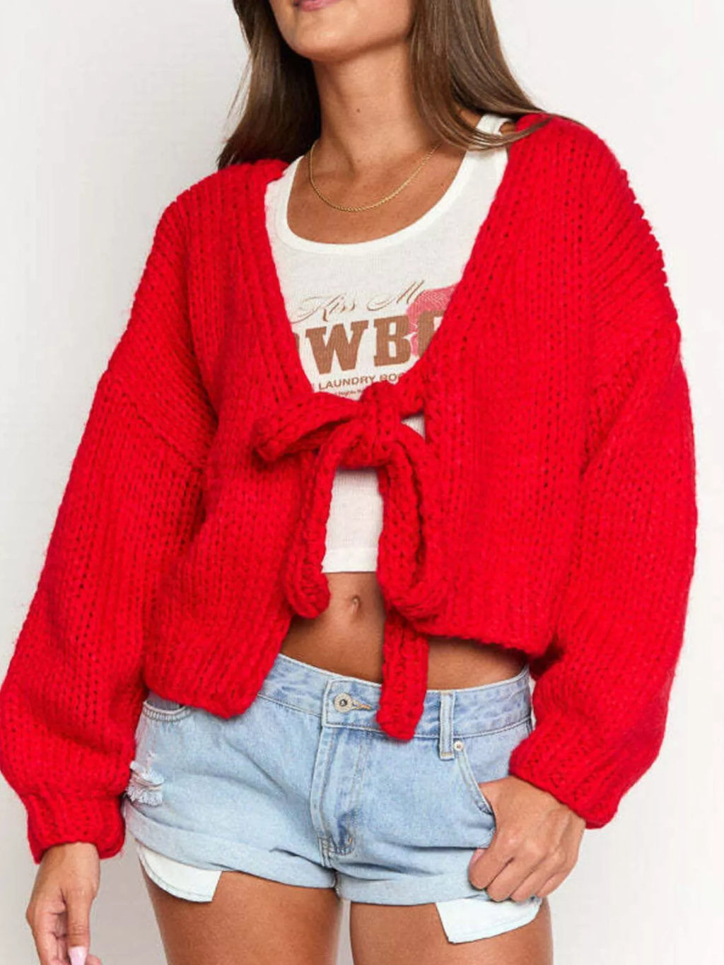 Chunky Knit Tie-front Cardigan