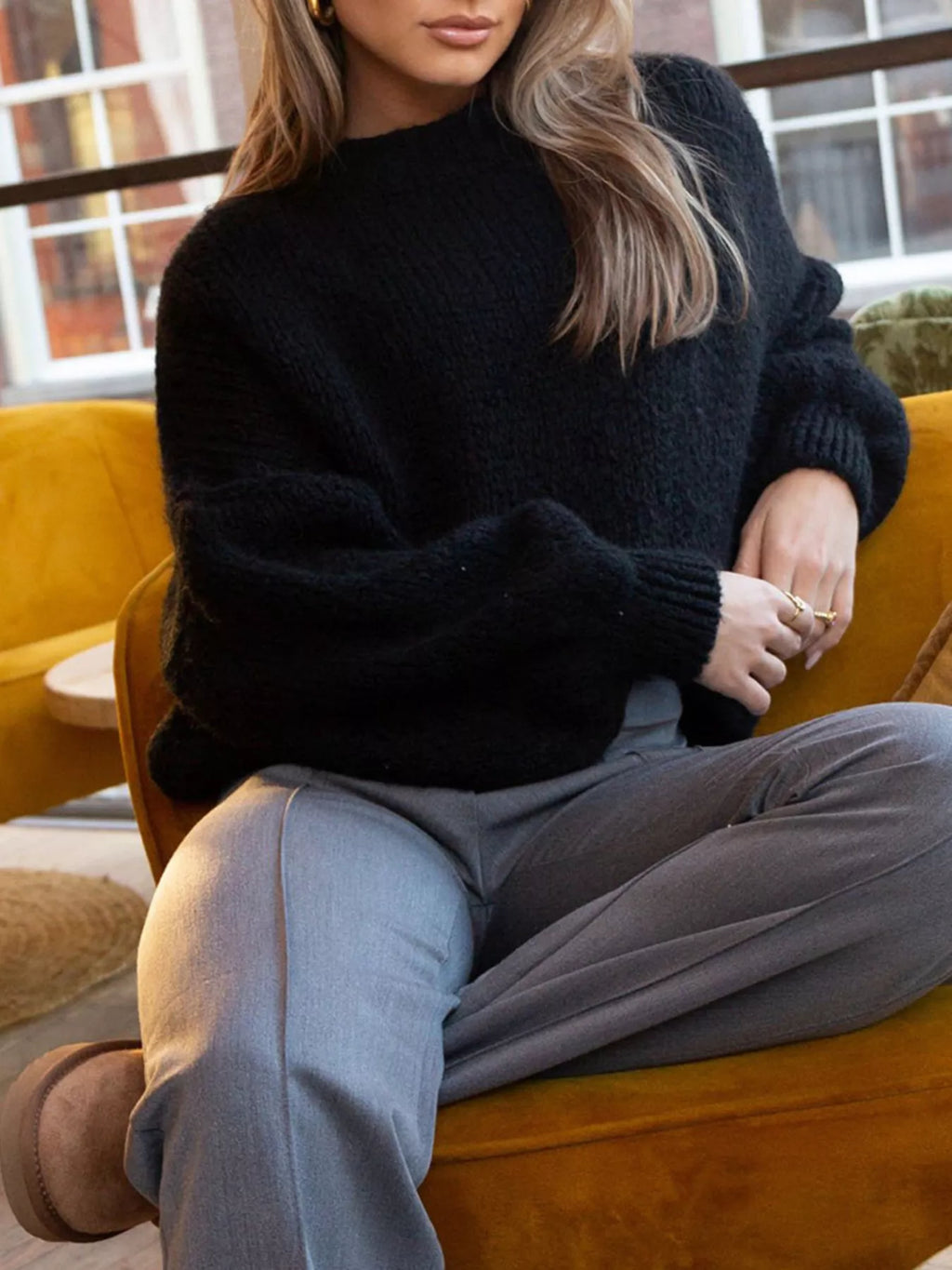 Round Neck Dropped Shoulder Sweater (14)