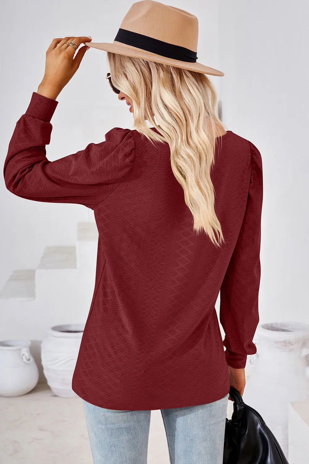 Square Neck Puff Sleeve T-shirt (12)