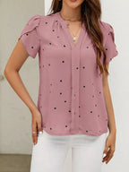 Heart Print Petal Sleeve Blouse (21)