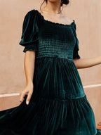 Velvet Smocked Tiered Midi Dress (12)