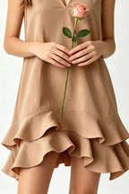 Full Size Sleeveless V-neck Ruffle Hem Mini Dress Plus (2)