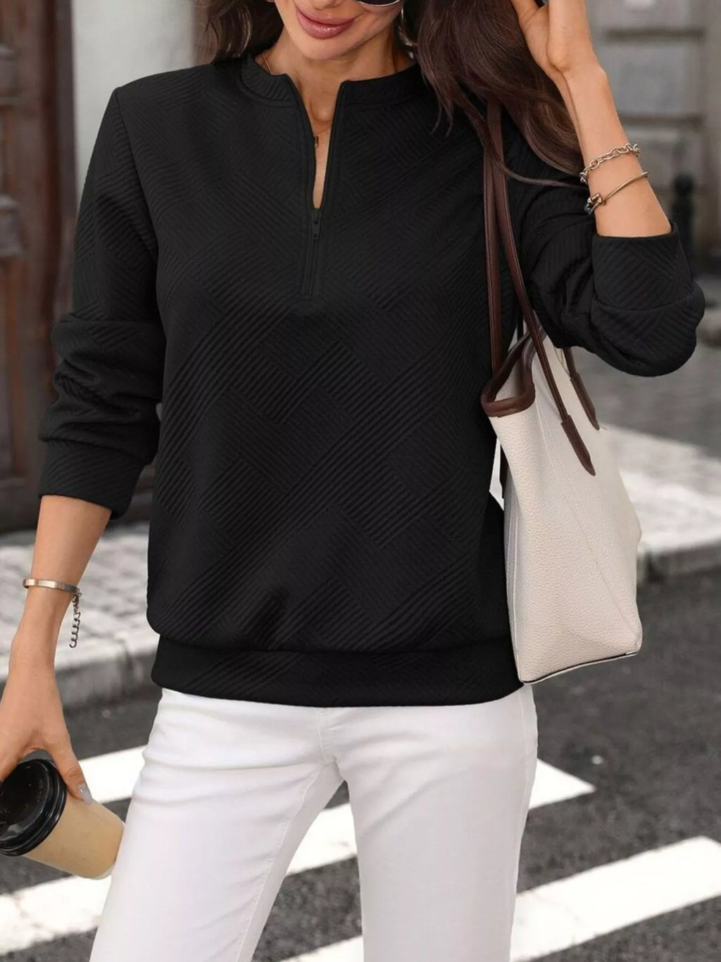Textured Quarter-zip Sweatshirt (15)