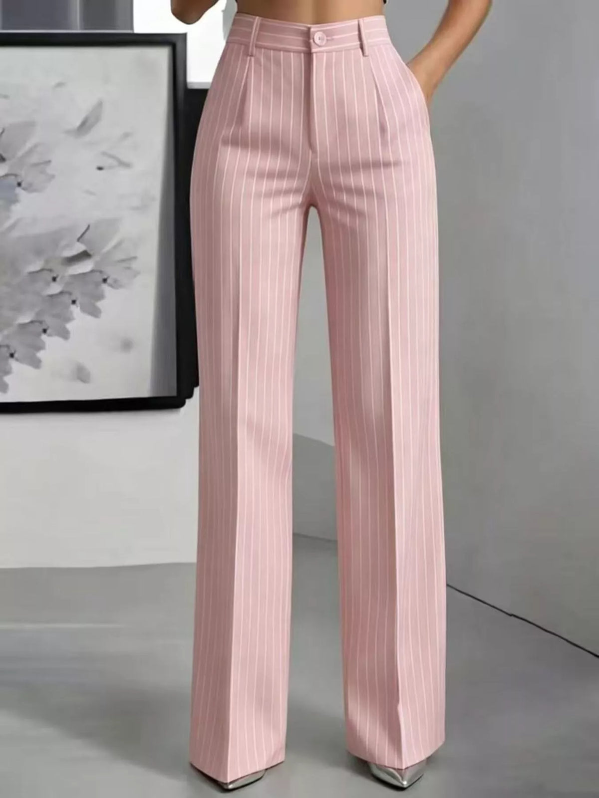 High-waisted Striped Wide-leg Pants (13)