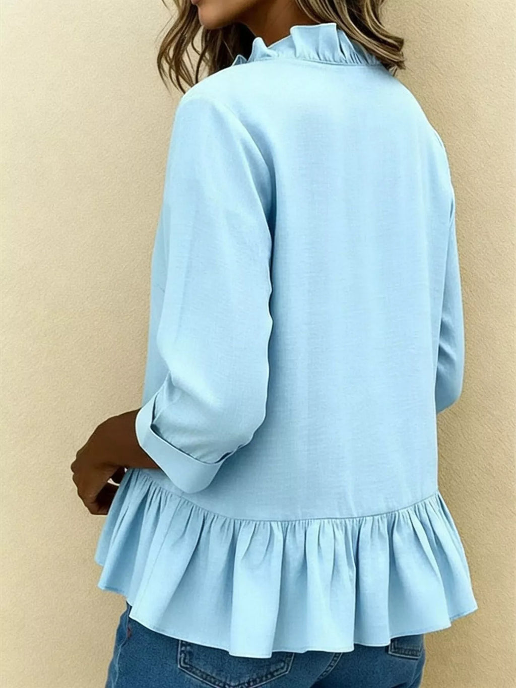 Full Size Ruffled V-neck Long Sleeve Blouse Plus (7)